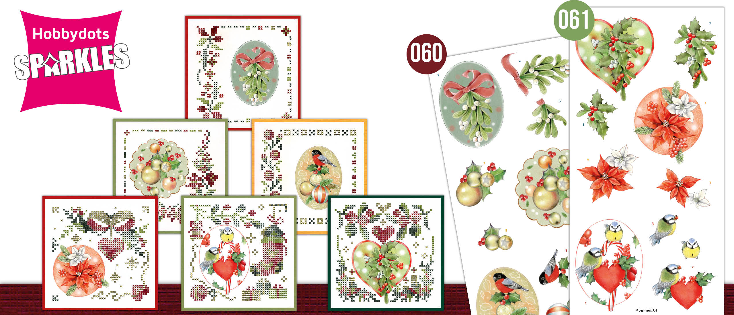 Sparkles Set 60 en 61 met Jeanine's Art: Kerstballen en rode bessen
