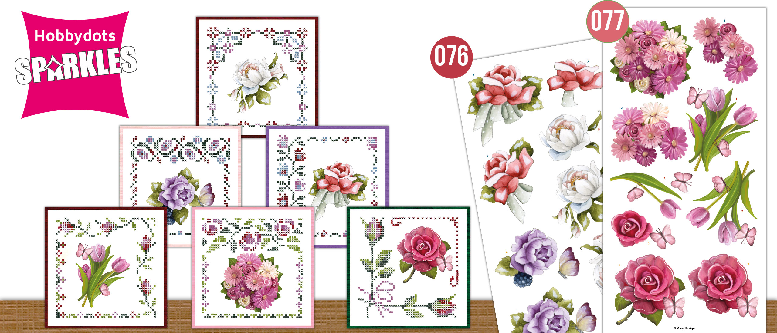 Sparkles Set nr. 76 en 77 Sparkles Set 76 - Precious Marieke - Beautiful Roses &  Amy Design - Pink Flowers