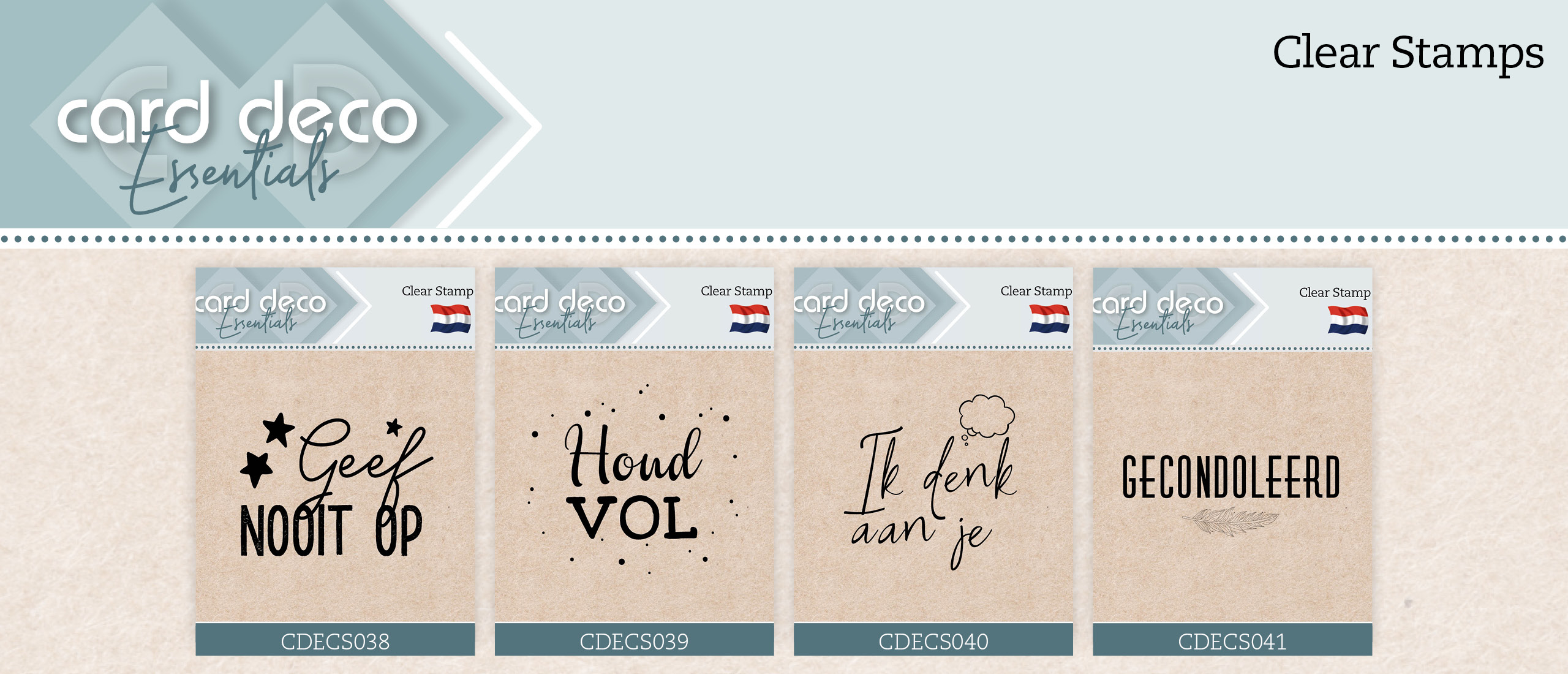 Card Deco Essentials Clearstamps CDECS038 t/m CDECS041