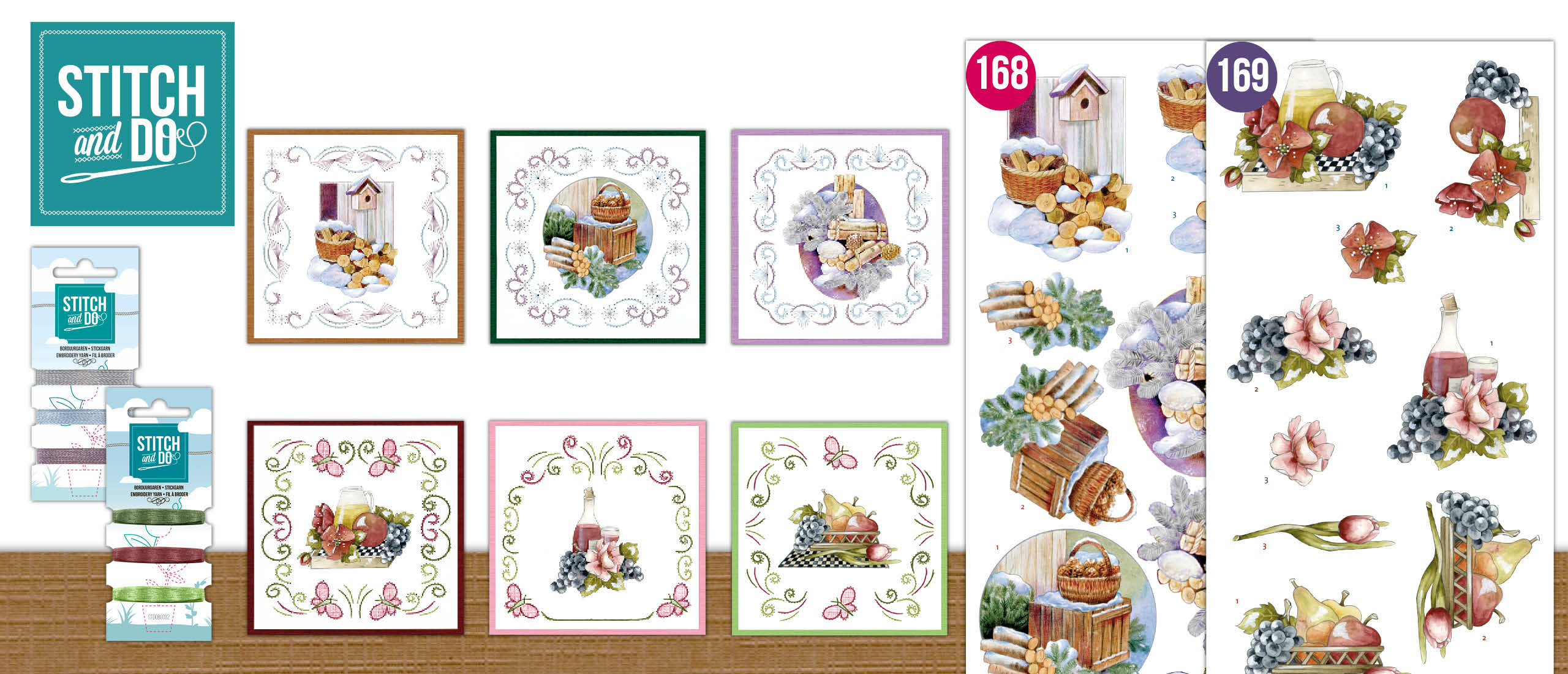 Stitch and Do 168-169  Winter Charme - Wood + Flowers and Fruits - Flowers and Grapes  (STDO168-STDO169))