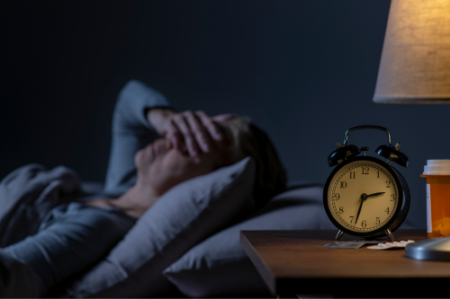 slapeloosheid UIT-knop Hoofdregisseur piekeren