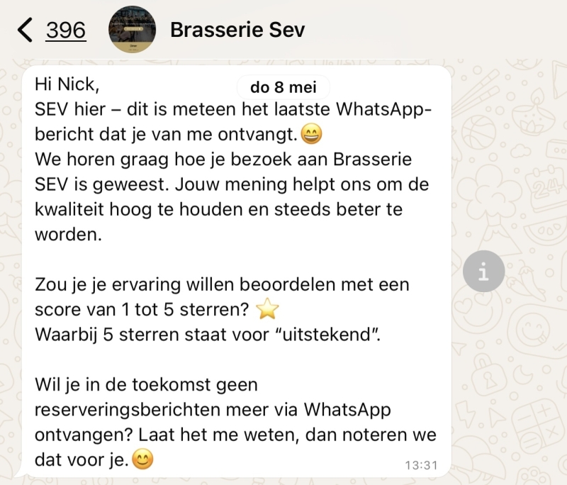Whatsapp reviews verzamelen voor restaurants en horecazaken - Horeca DM