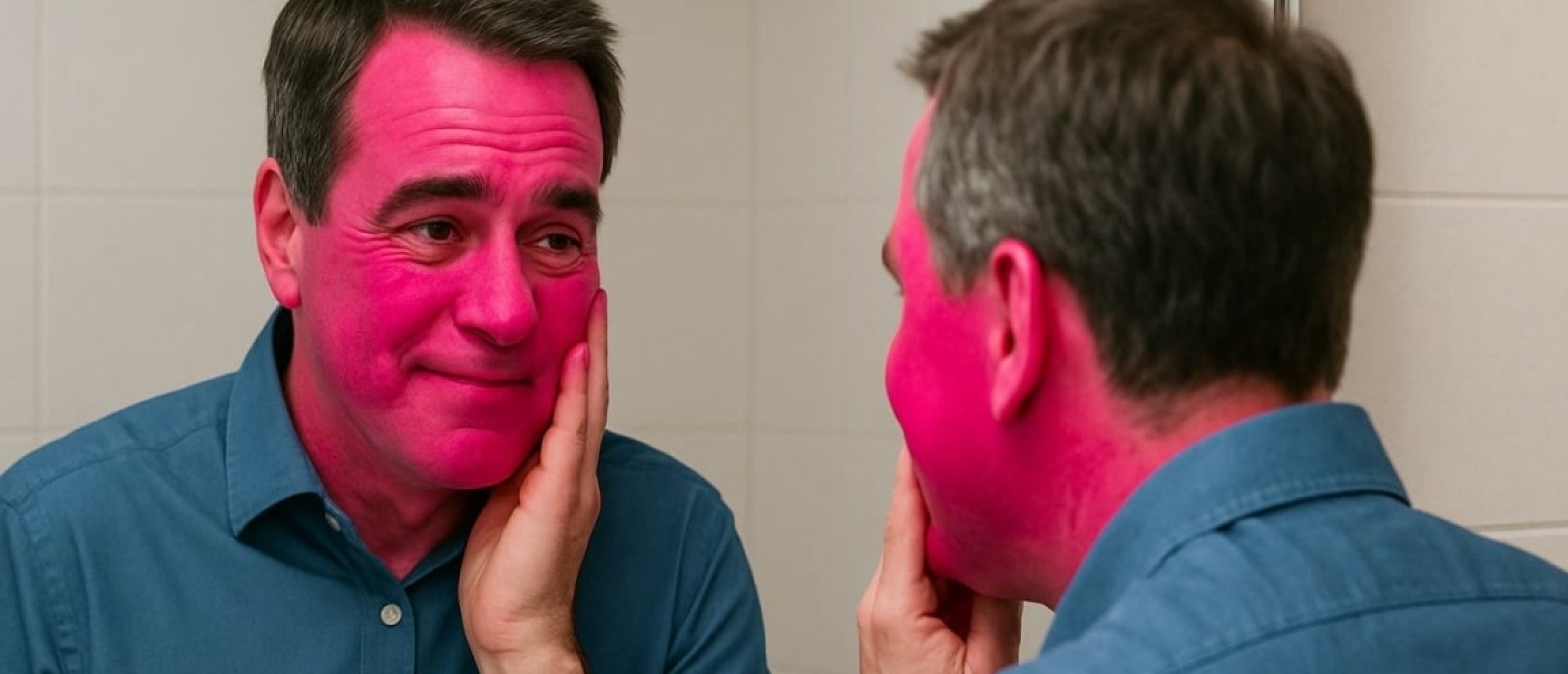 Ik loop een beetje roze aan