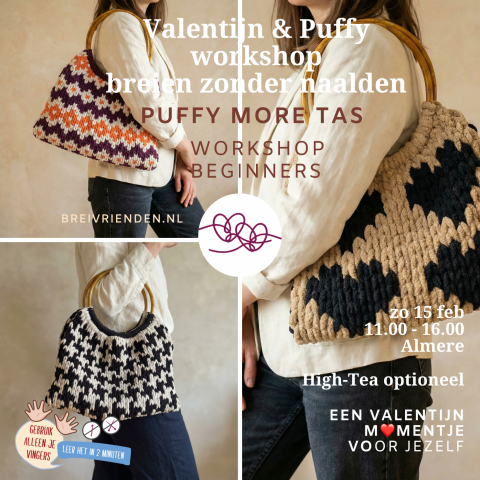 Valentijn & Puffy workshop | Tas van Puffy More - Breiwinkel.nl