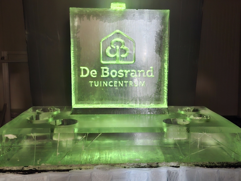 ijssculptuur als eyecatcher tijdens opening of evenement