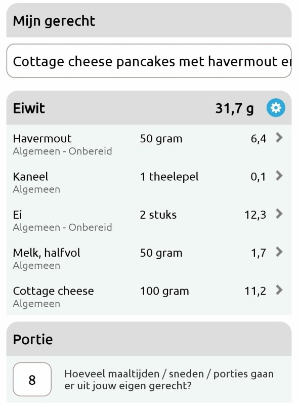 eiwitrijke havermout pancakes met cottage cheese huttenkase en kaneel recept recepten eiwitrijk spiermassa opbouwen gezond aankomen voedingswaarde