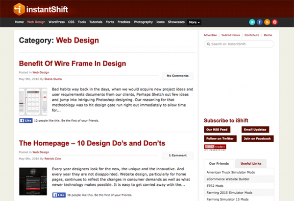 webdesign inspiratie blogs instantshift