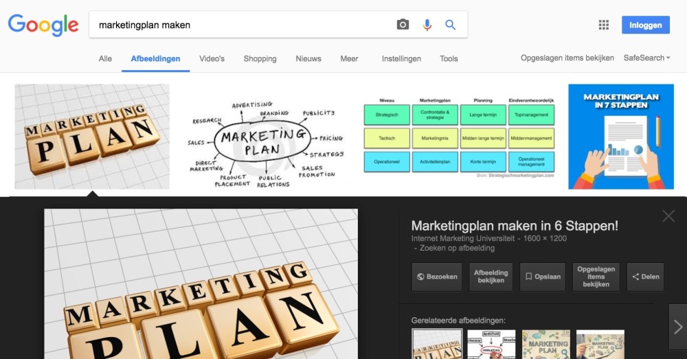 Scoren in Google afbeeldingen