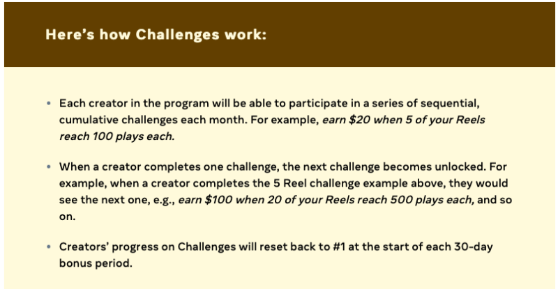Meta Reels challenges