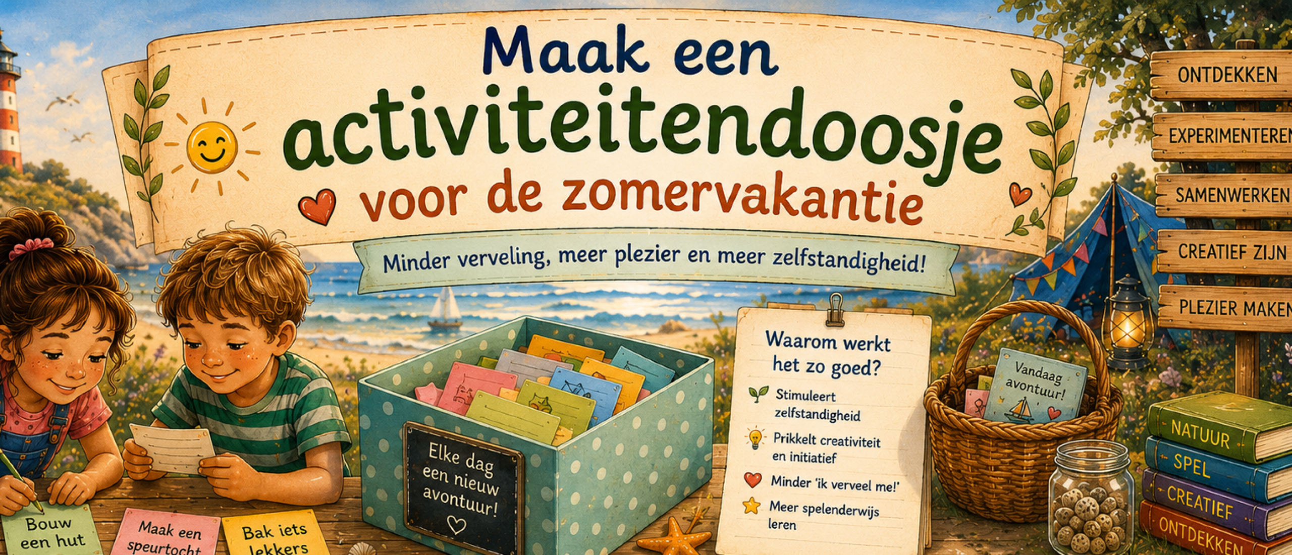 Activiteiten voor de zomervakantie - doosjes maken met kaartjes