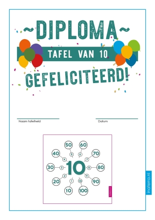 Gratis download diploma tafel van 10