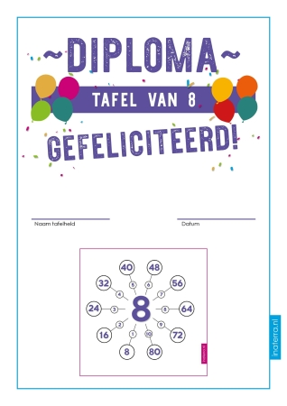 Gratis download diploma tafel van 8