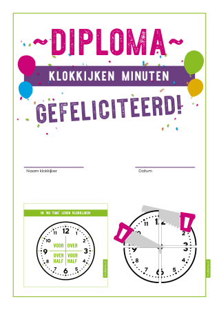 Leren klokkijken diploma minuten