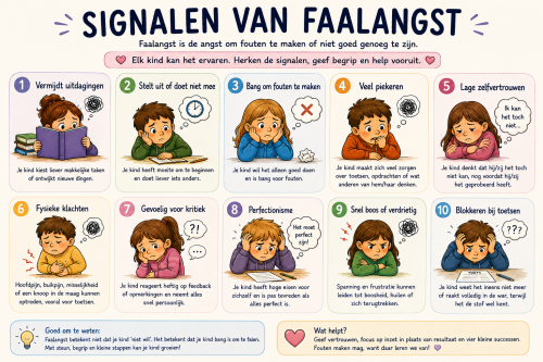 Signalen van faalangst bij kinderen Uitlegposter faalangst kinderen