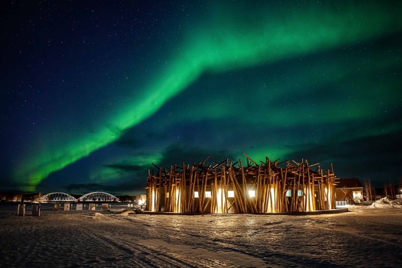 Noorderlicht bij Arctic Bath in Zweden © Anders Blomqvist