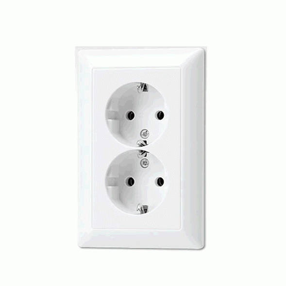 Jung AS500 stopcontact 2-voudig met randaarde wit voor Ovale doos AS5015WW