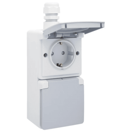 Niko Hydro stopcontact 2-voudig waterdicht grijs