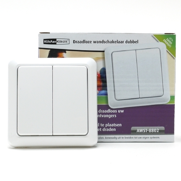AWST-8802 Draadloze wandschakelaar dubbel Klik aan Klik uit