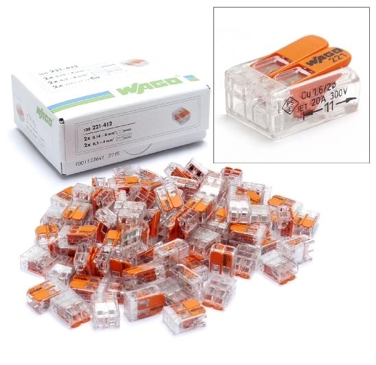 Wago lasklemmen Wago lasklemmen hevelklem voor 2 draden