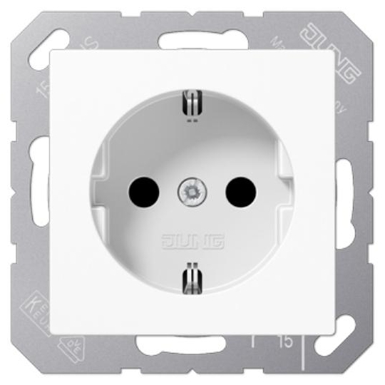 Jung AS500 stopcontact Jung AS500 stopcontact 1-voudig met randaarde wit