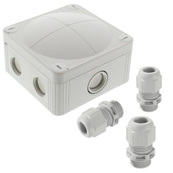 Wiska kabeldoos grijs 560070 incl. 3 wartels M20 IP67 met schroef deksel