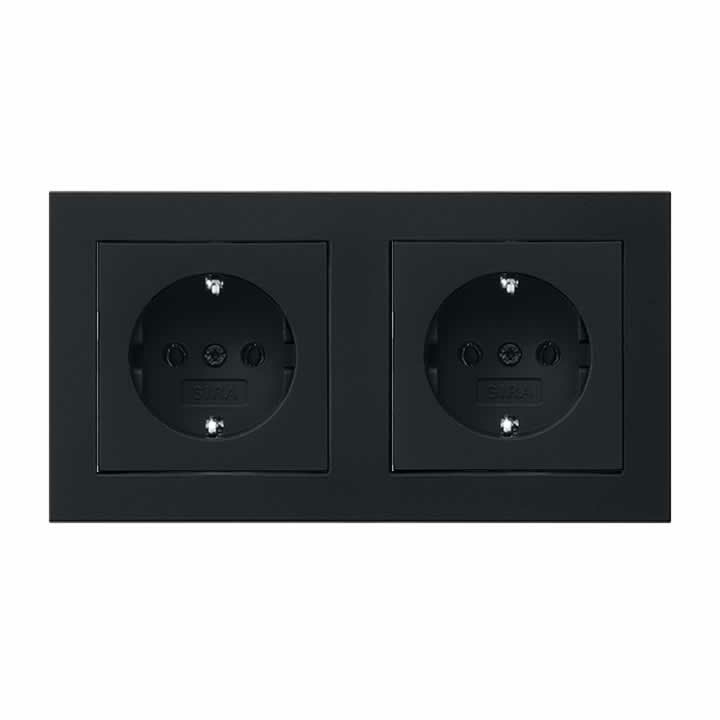 gira dubbel stopcontact mat zwart