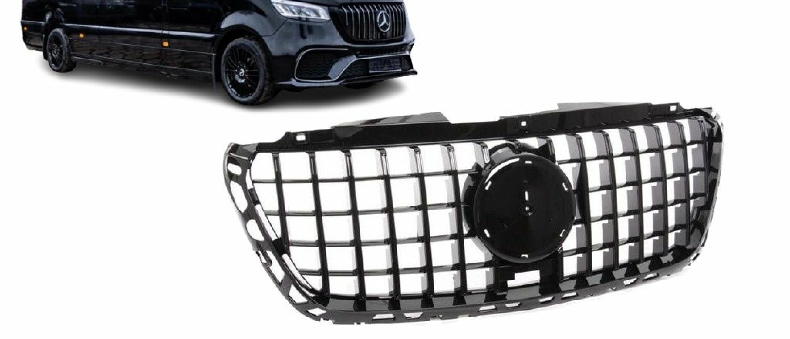 Geef Je Mercedes-Benz Sprinter 907 de Stoere PANAMERICANA-Look met een OEM-Style Zwarte Glanzende Grill!