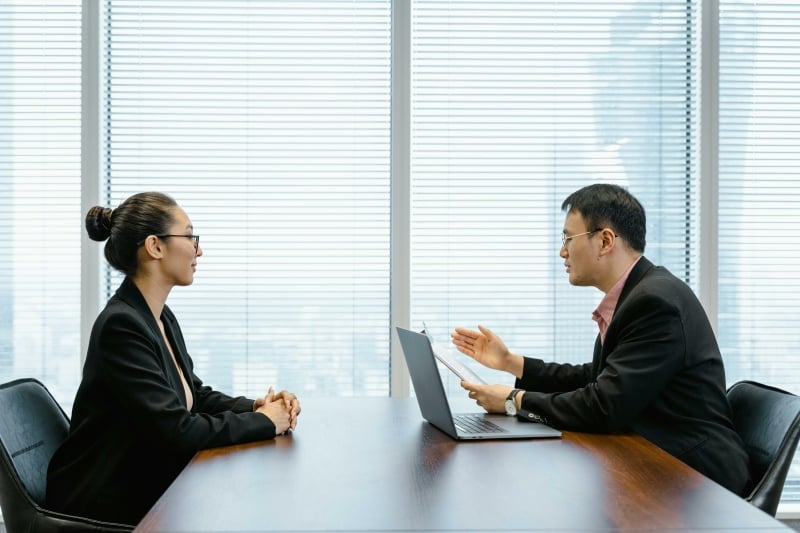 Sollicitatiegesprek tussen twee personen