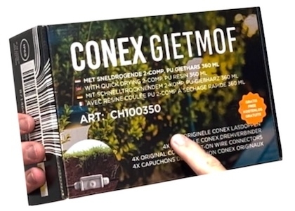Conex gietmofpakket met giethars voor het verbinden van grondkabels