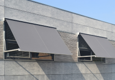 zonwering met uitvalscherm grijze doek met uitvalscherm