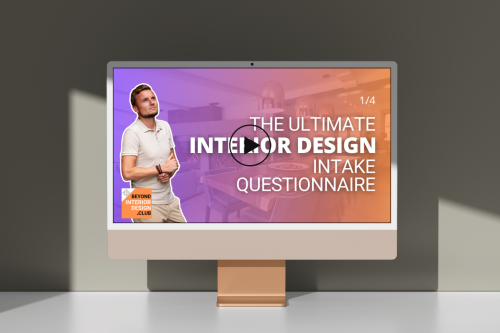 iMac showing video from The Ultimate Interior Design Client Intake Questionnaire