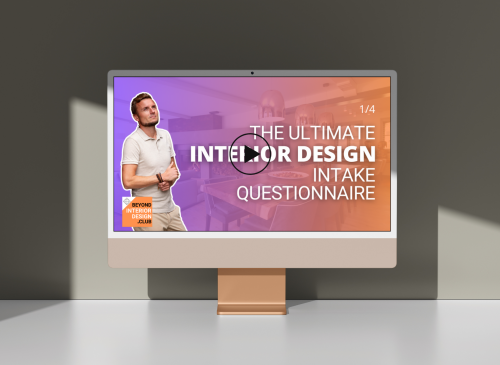 iMac showing video from The Ultimate Interior Design Client Intake Questionnaire