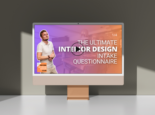 iMac showing video from The Ultimate Interior Design Client Intake Questionnaire