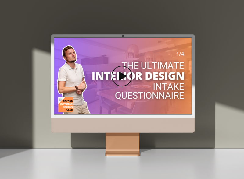 iMac showing video from The Ultimate Interior Design Client Intake Questionnaire