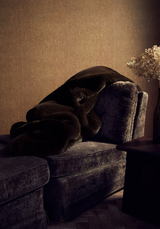 Fluffy plaid H&M Home donker bruin