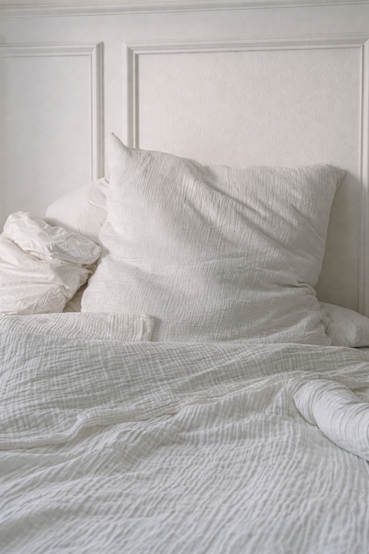 Action mousseline dekbedovertrek in wit in slaapkamer eview