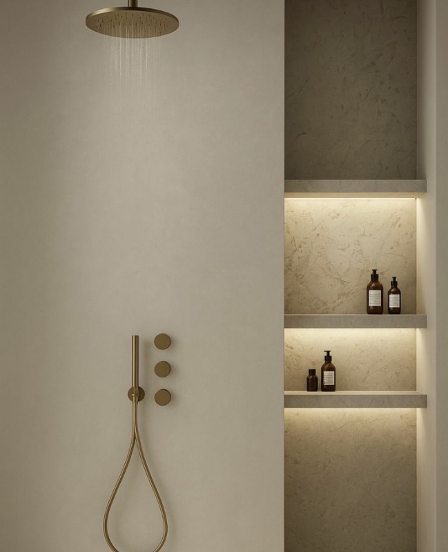 Beton ciré over bestaande tegels in een kleine badkamer, met een egaal wandvlak en minder zichtbare voegen