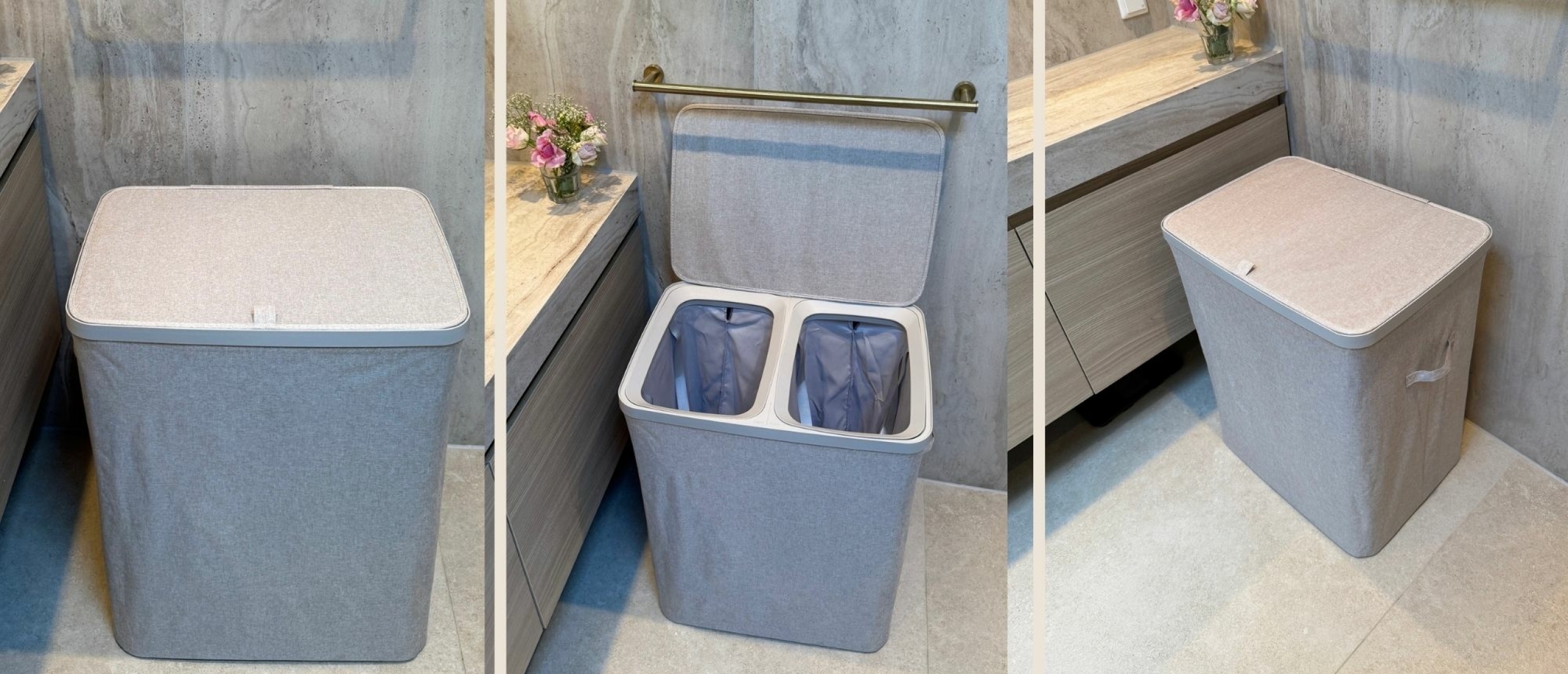 Deze beige wasmand is dé Joseph Joseph dupe