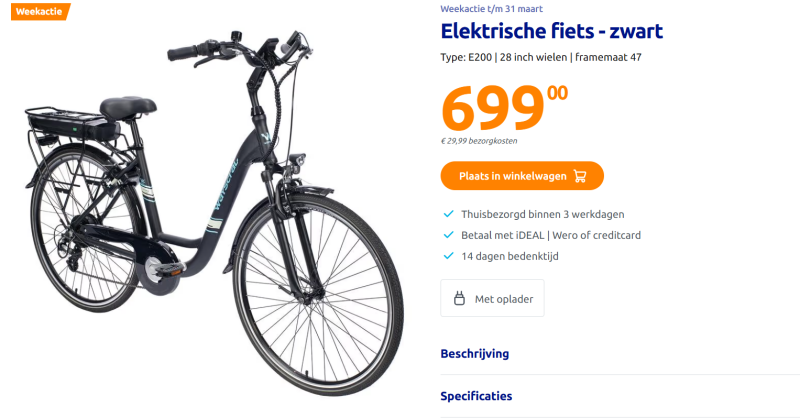Action lanceert goedkoopste elektrische fiets