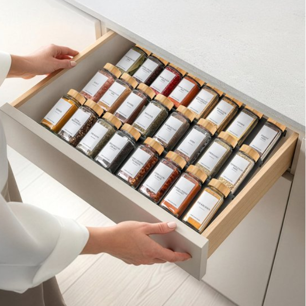 Glazen Kruidenpotjes Vierkant met Bamboe Deksel