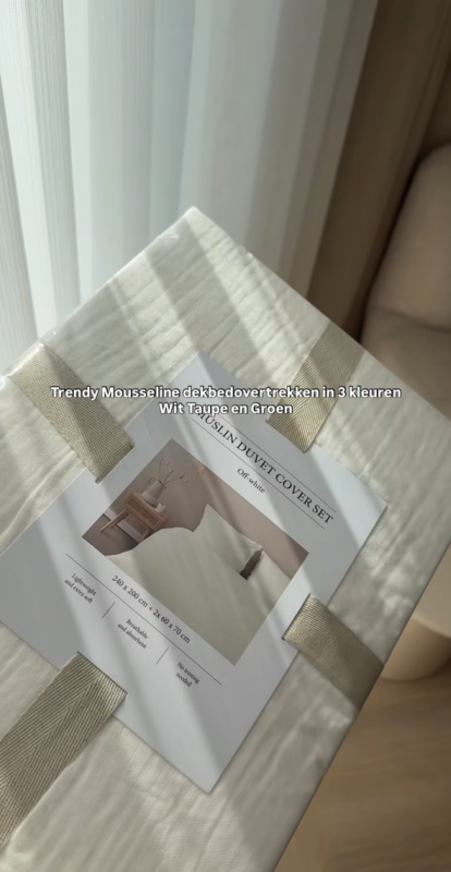 Wit Action mousseline dekbedovertrek van 100% katoen