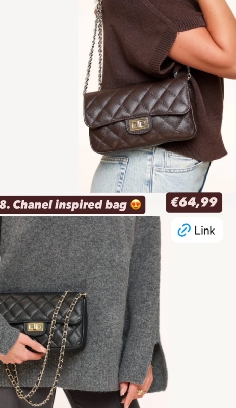 Quilted schoudertas met ketting in Chanel-stijl