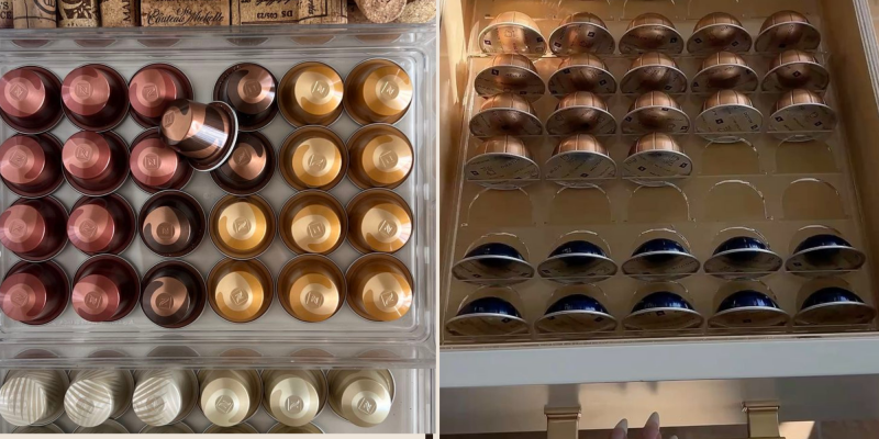 Lades voor koffiecups voor koffiecorner