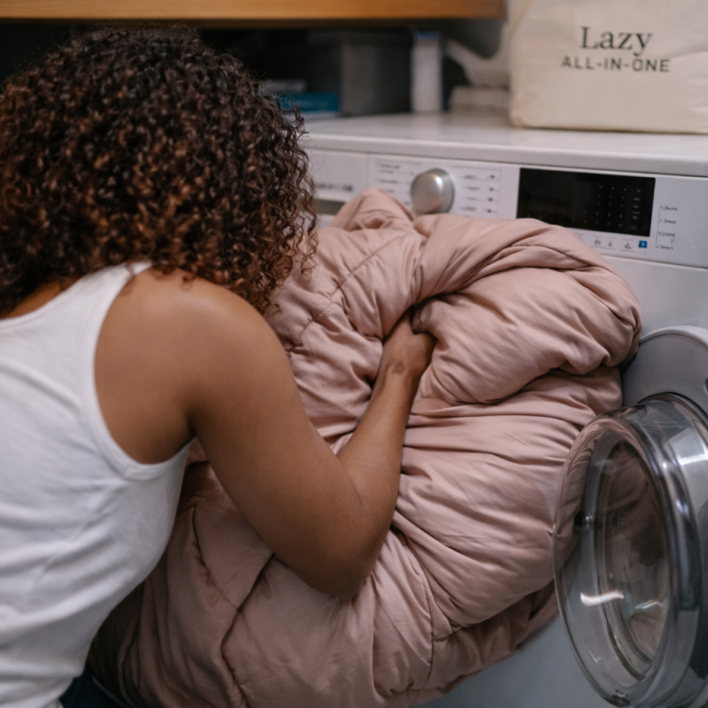 Lazy dekbed past niet in de wasmachine?