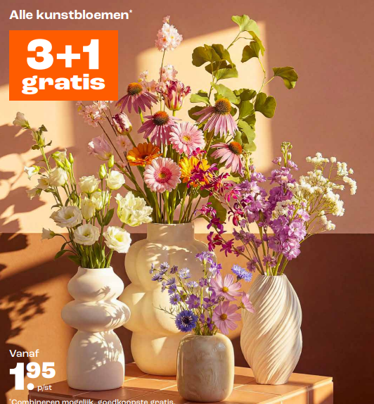 Nieuwe Kwantum lente collectie kunstbloemen, vazen en potten in de aanbieding