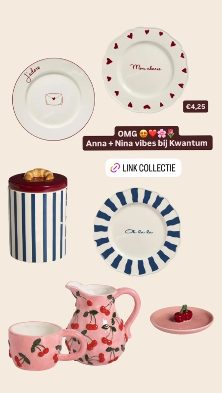 Nieuwe Kwantum lente collectie Nieuwe Kwantum lente collectie kleurrijk servies lijkt op Anna + Nina