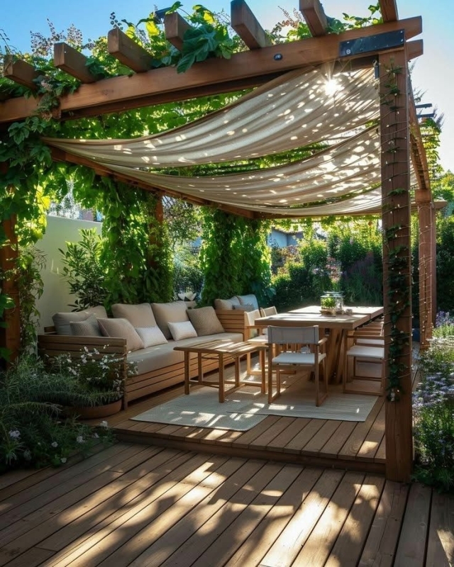 schaduwdoek  in tuin