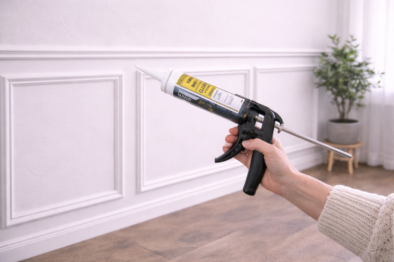 Sierlijsten op de muur afwerken met een kitpistool voor een strak resultaat
