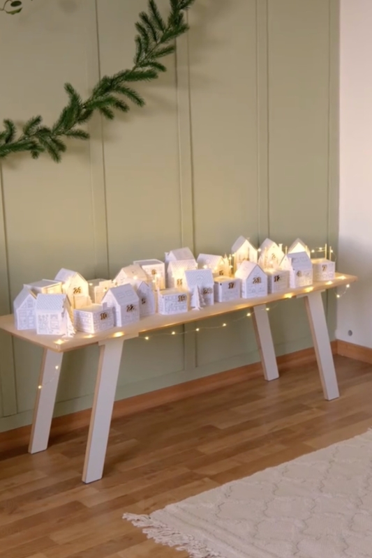 adventskalender maken met papieren huisjes