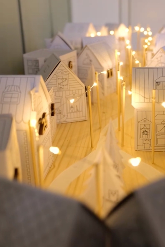 adventskalender zelf maken papieren huisjes